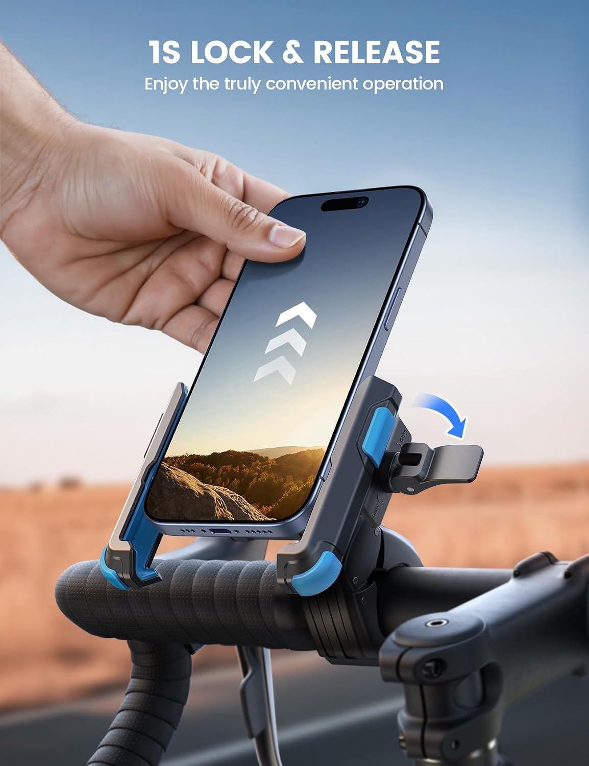 Lamicall Motorcycle Bike Phone Mount, 1s Quick Release Bike Phone Holder