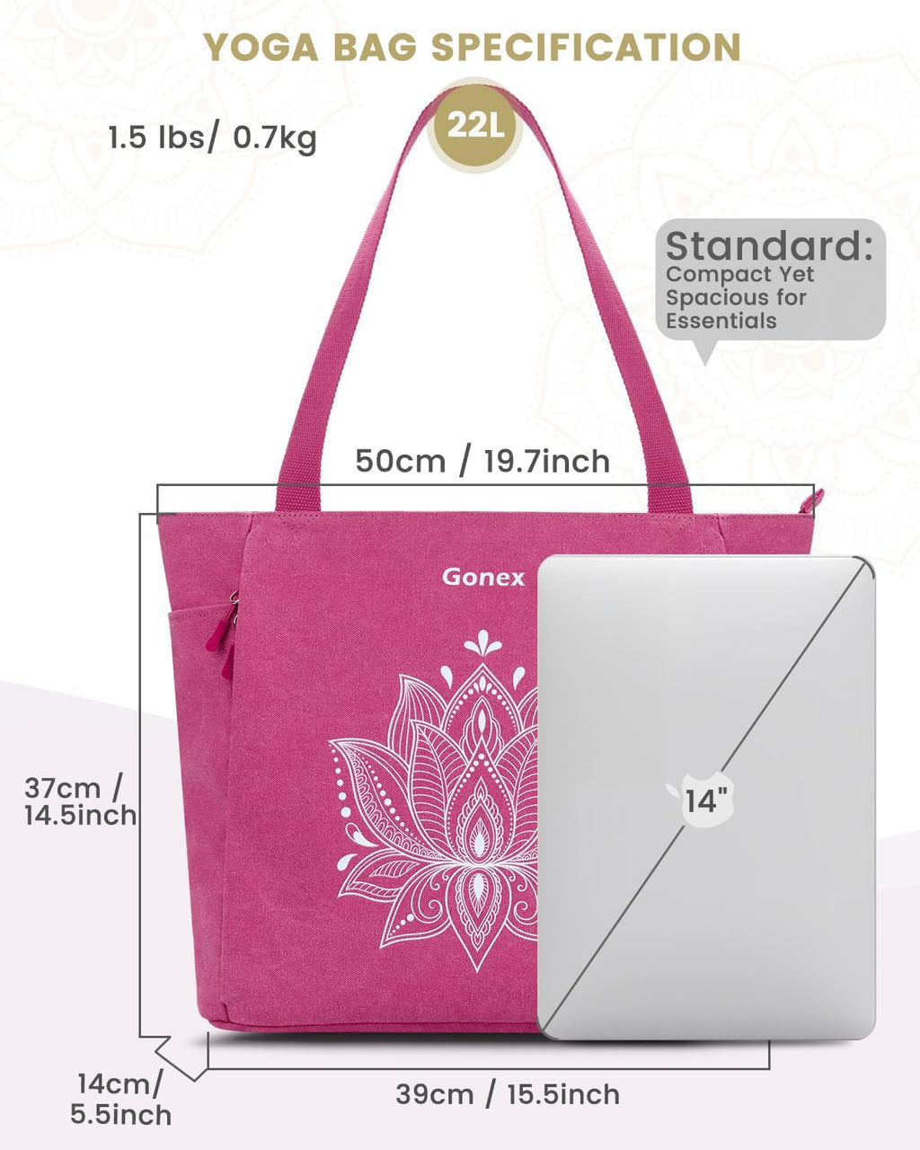 Gonex Yoga Mat Bag with Zipper Mat Carrier Canvas Gym Tote
