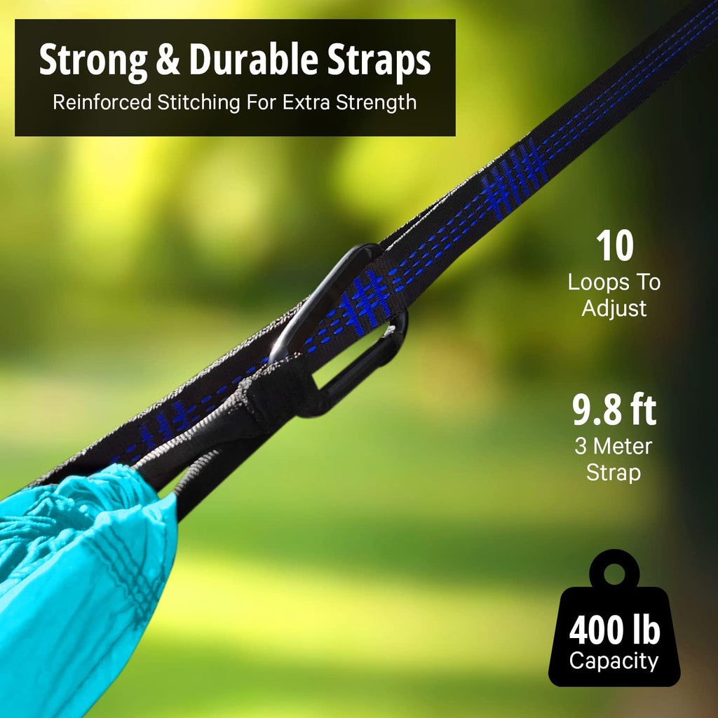 Vigel Camping Hammock - Durable Hammock, Nylon Hammock - Double or Single Hammocks - Portable Tree Hammocks for Outside - Easy to Set, Camping Accessories for Outdoor, Travel, Hiking