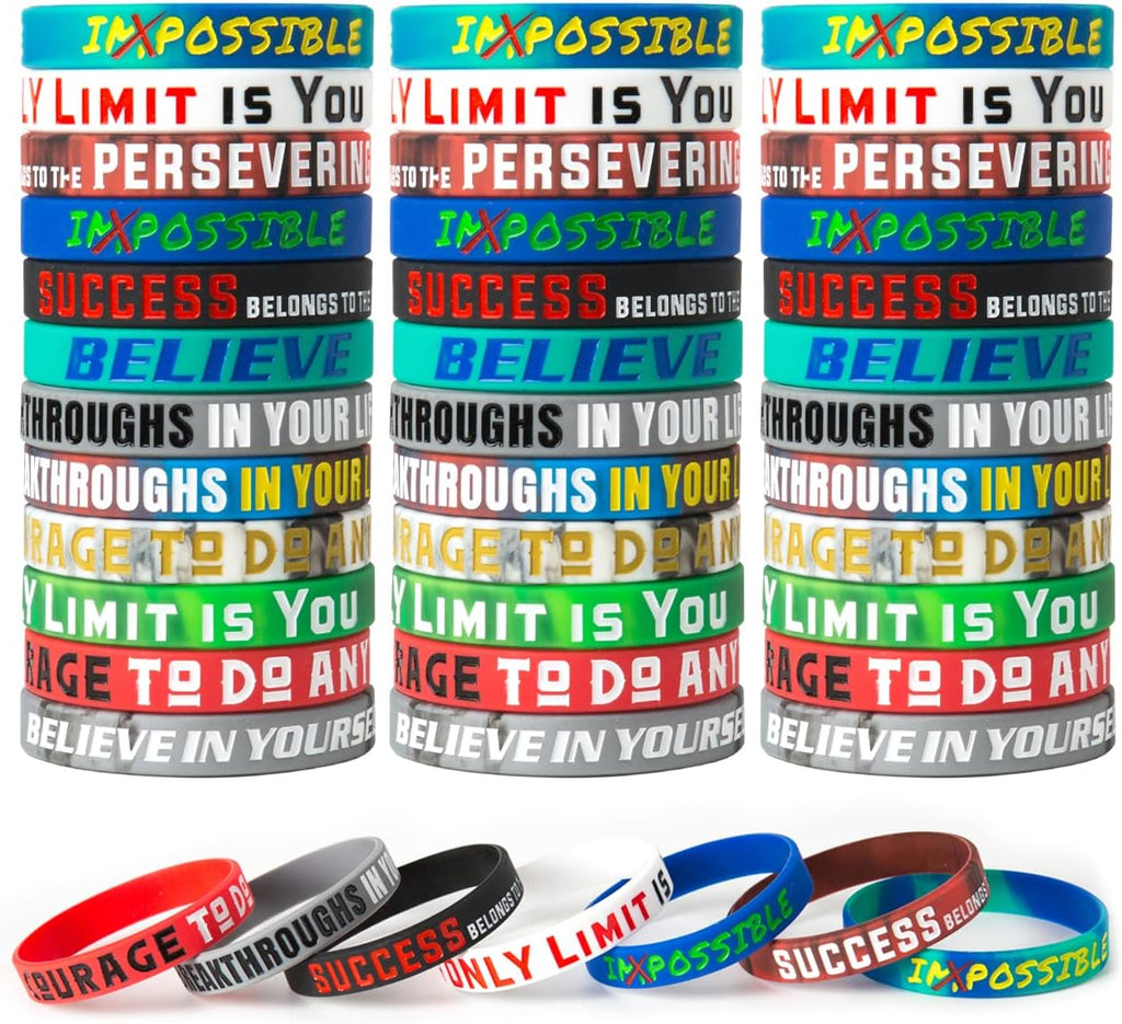 QEERBSIN Motivational Wristbands Inspirational Silicone Bracelets