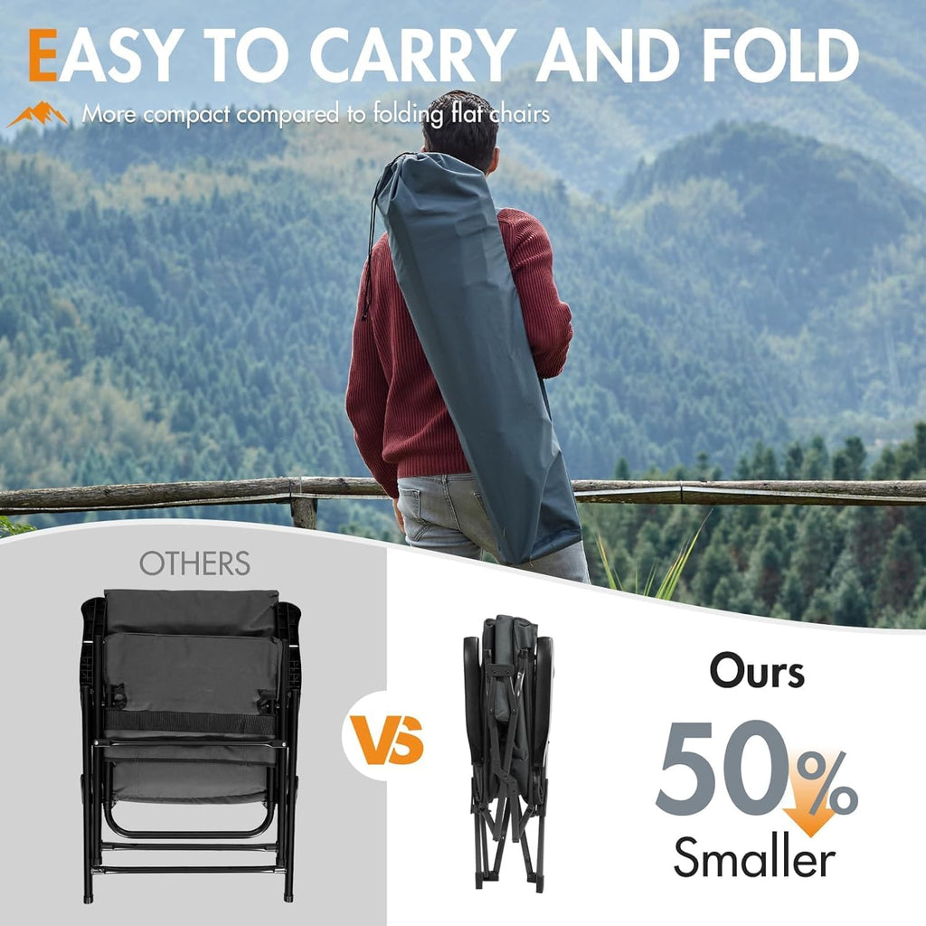 Portal Reclining Camping Chair with Adjustable Back 2 Packs, Gray