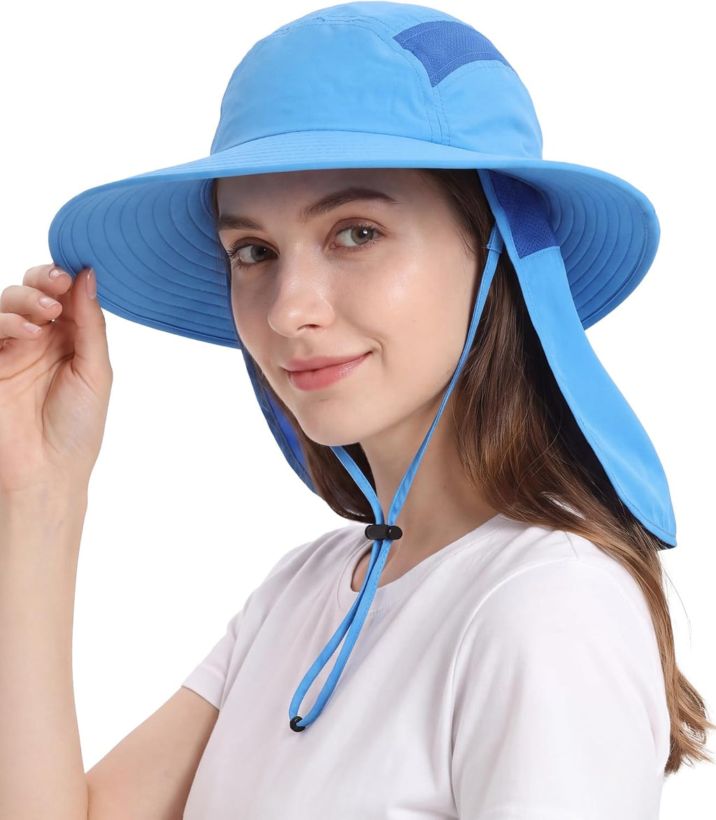 Home Prefer UPF 50+ Sun Hat with Neck Flap Wide Brim Fishing Hat for Men