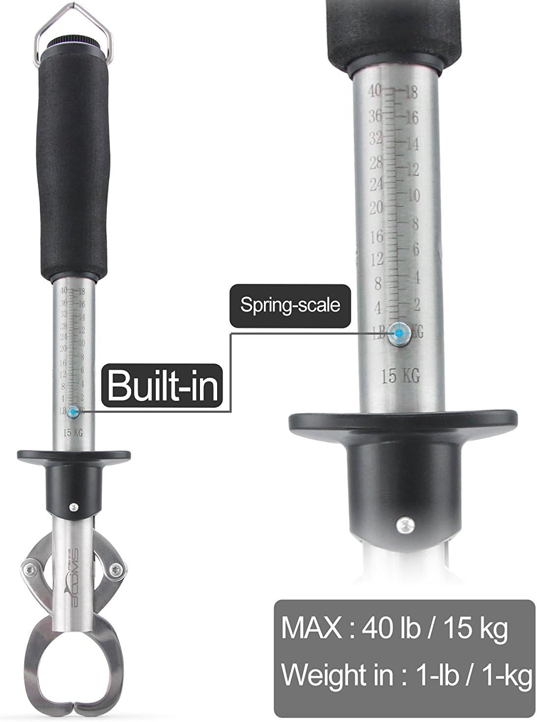 Booms Fishing G1 Fish Gripper Grip and Hold Fish with Tight Grip Largest Model Built-in Scale