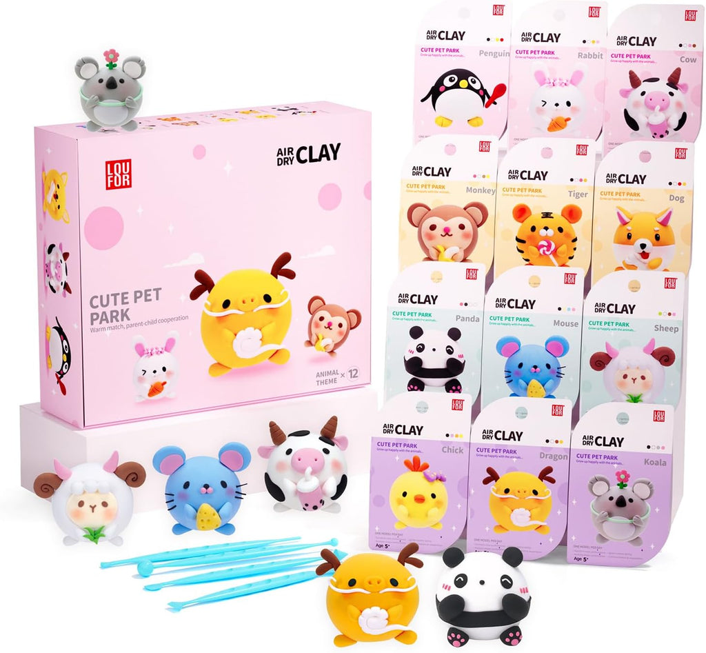 LOUFOR Air Dry Clay Kits for Kids, 12 Boxes