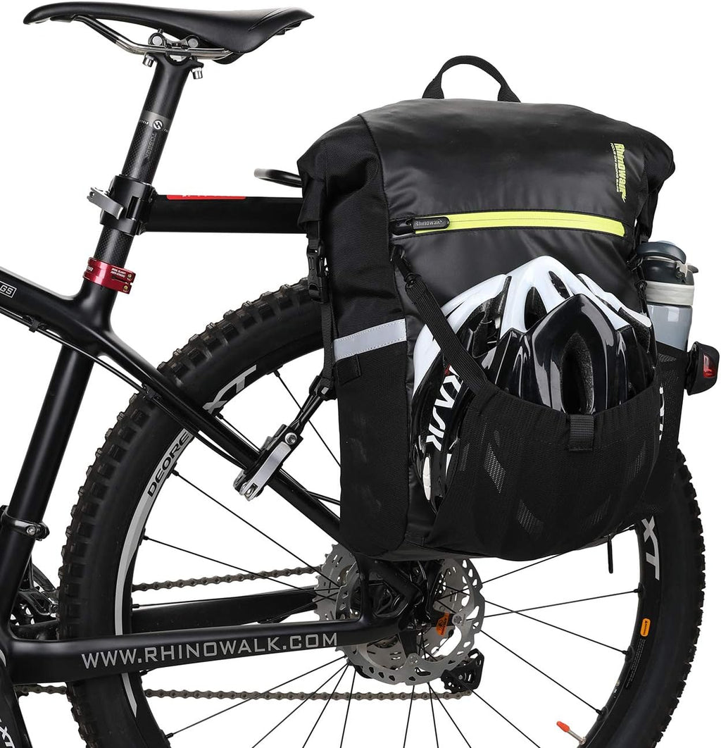 Rhinowalk Bike Pannier Bag Bicycle Bag Convertible Pannier Backpack Shoulder Bag Laptop Pannier Travel Bag Professional Cycling Accessories-Black