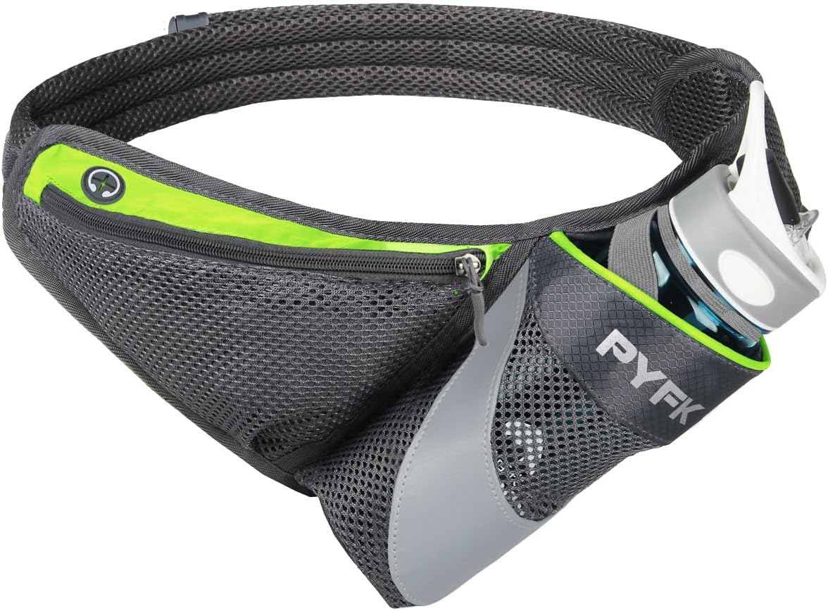 PYFK Running Belt Hydration Waist Pack with Water Bottle Holder for Men Women Waist Pouch Fanny Bag Reflective