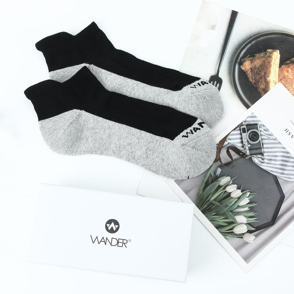 WANDER Merino Wool Ankle Running Hiking Socks Lightweight No Show 3 Pairs