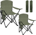Camping Chair 2 Pack Portable Folding Chair, Supports 300lbs, Green
