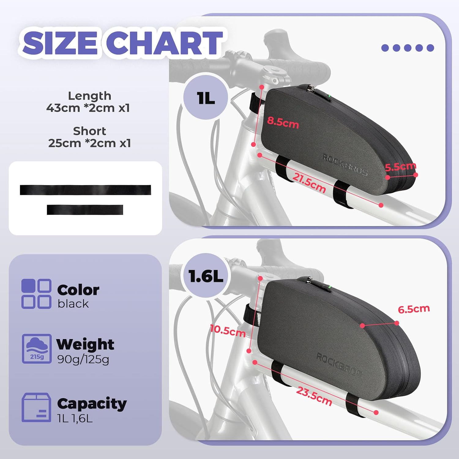 ROCKBROS Top Tube Bike 840D Nylon Waterproof Bag Bicycle Front Frame Bag