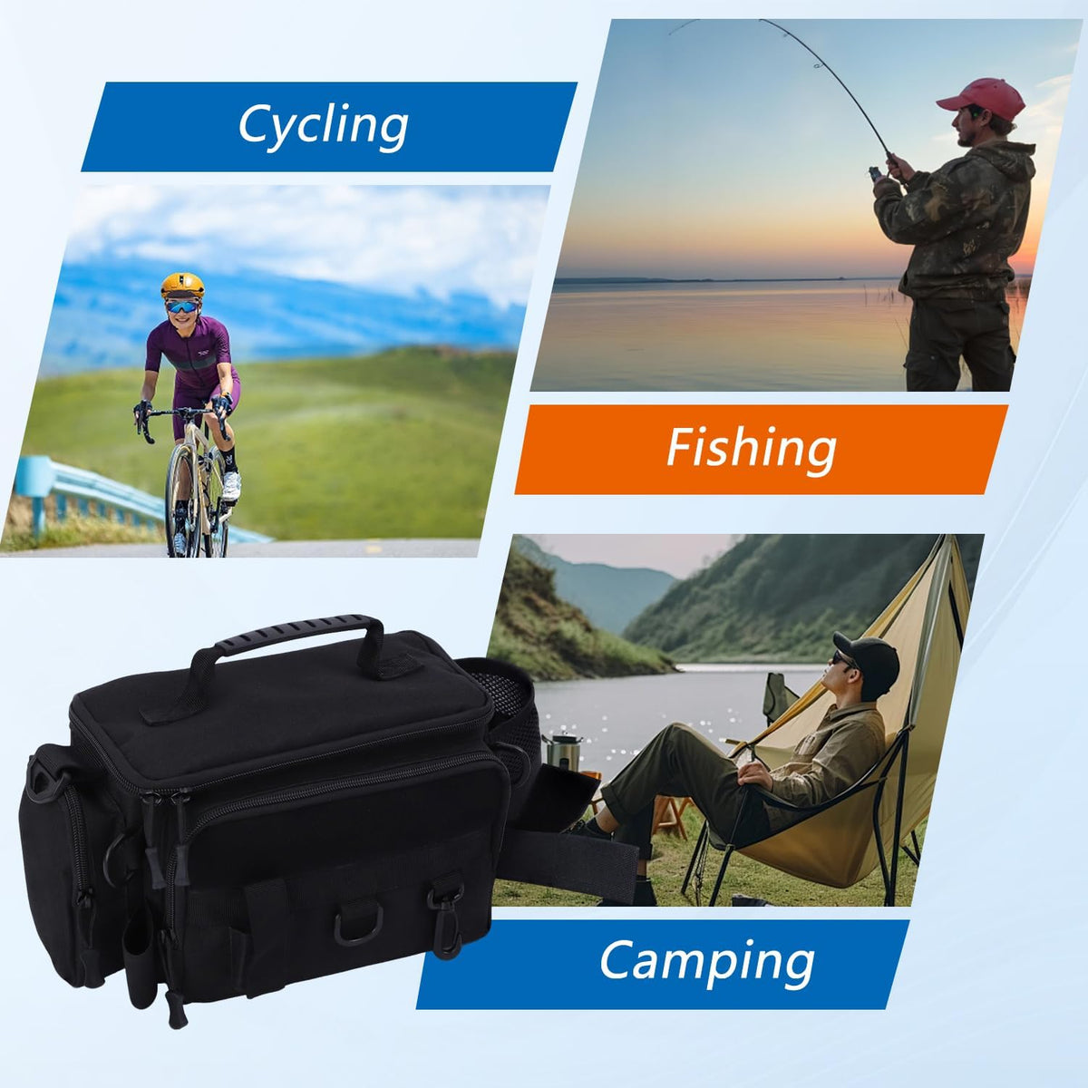 Fishing Tackle Storage Bag with Tackle Box&Tool,Gifts for Menn(Black)