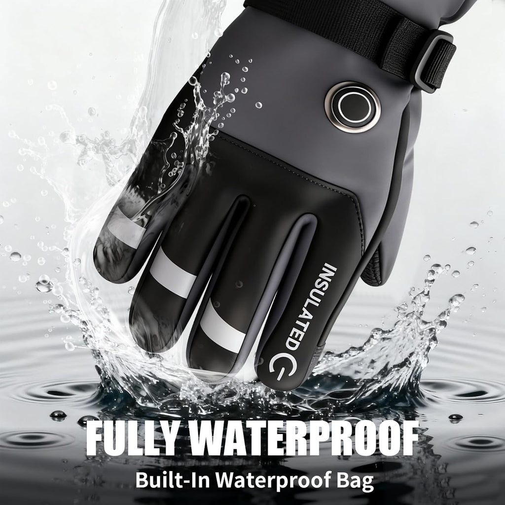 Rechargeable Heated Gloves for Men Women, Waterproof Electric Hand Warmers