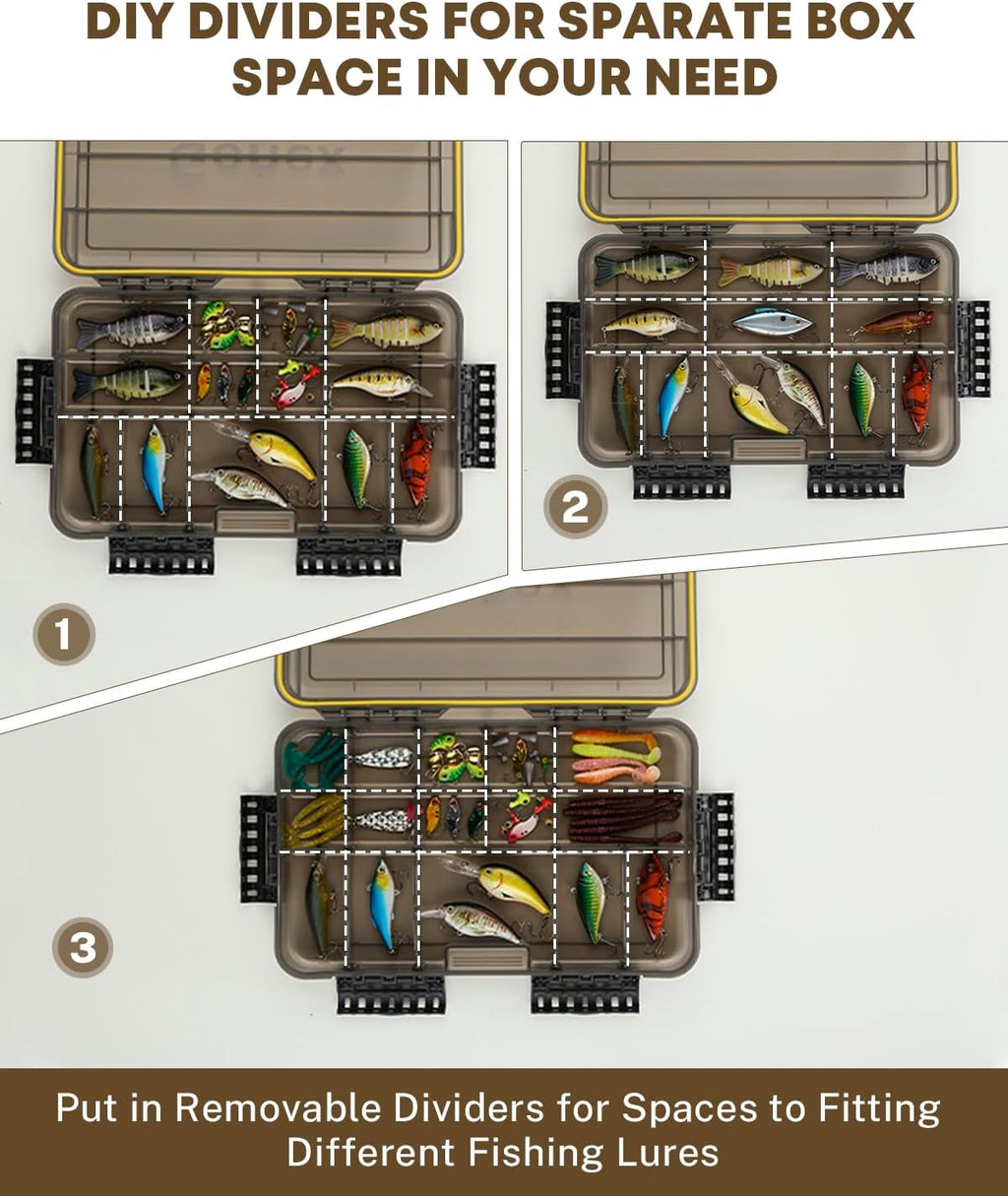 Gonex 3700 Tackle Trays Boxes Waterproof, Removable Dividers, for Fishing