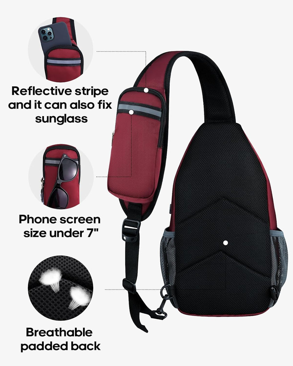 WATERFLY Crossbody Sling Backpack Sling Bag Travel Hiking Daypack