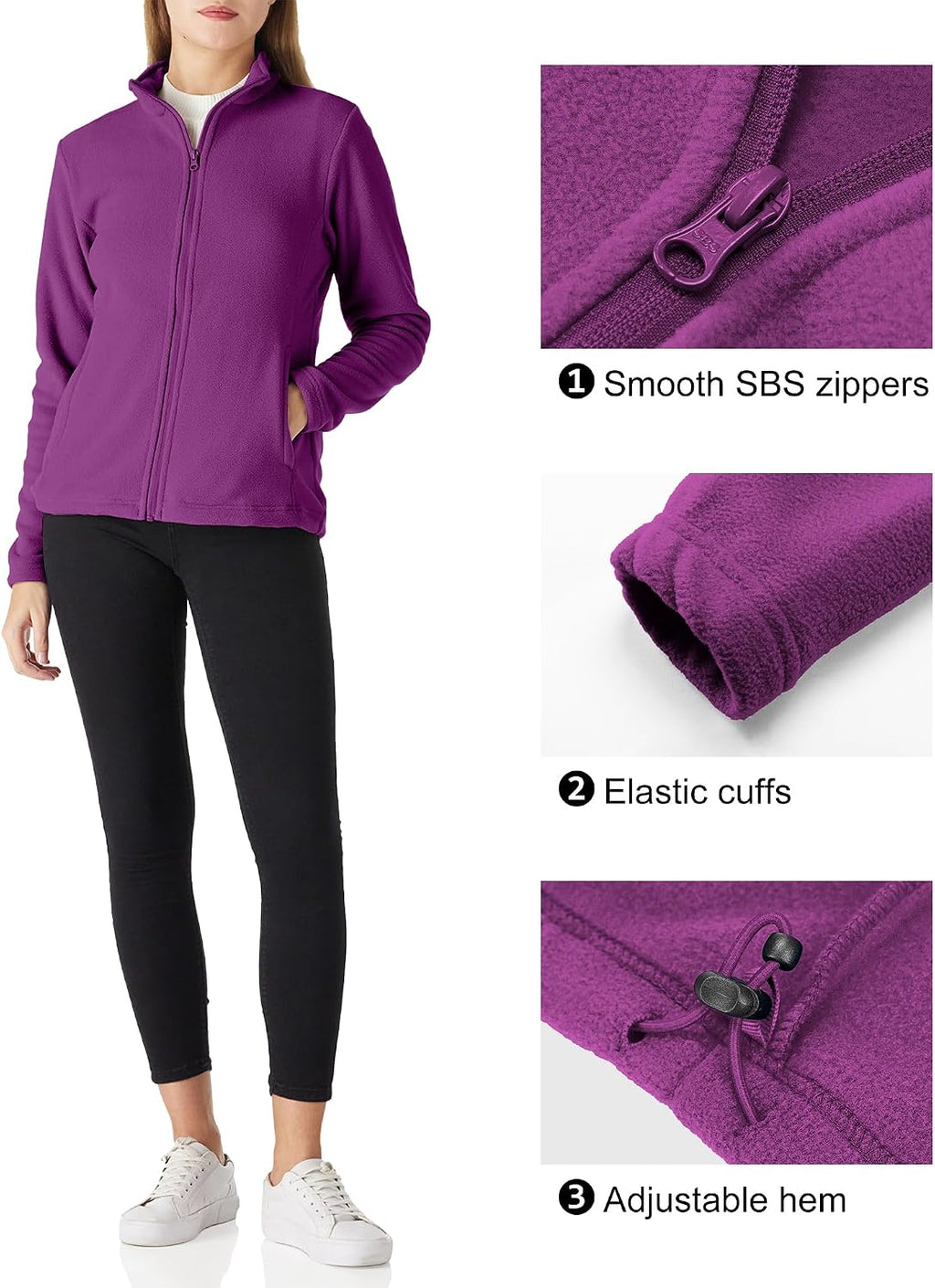 Outdoor Ventures Women's Lightweight Warm Polar Fleece Jacket Zip Up