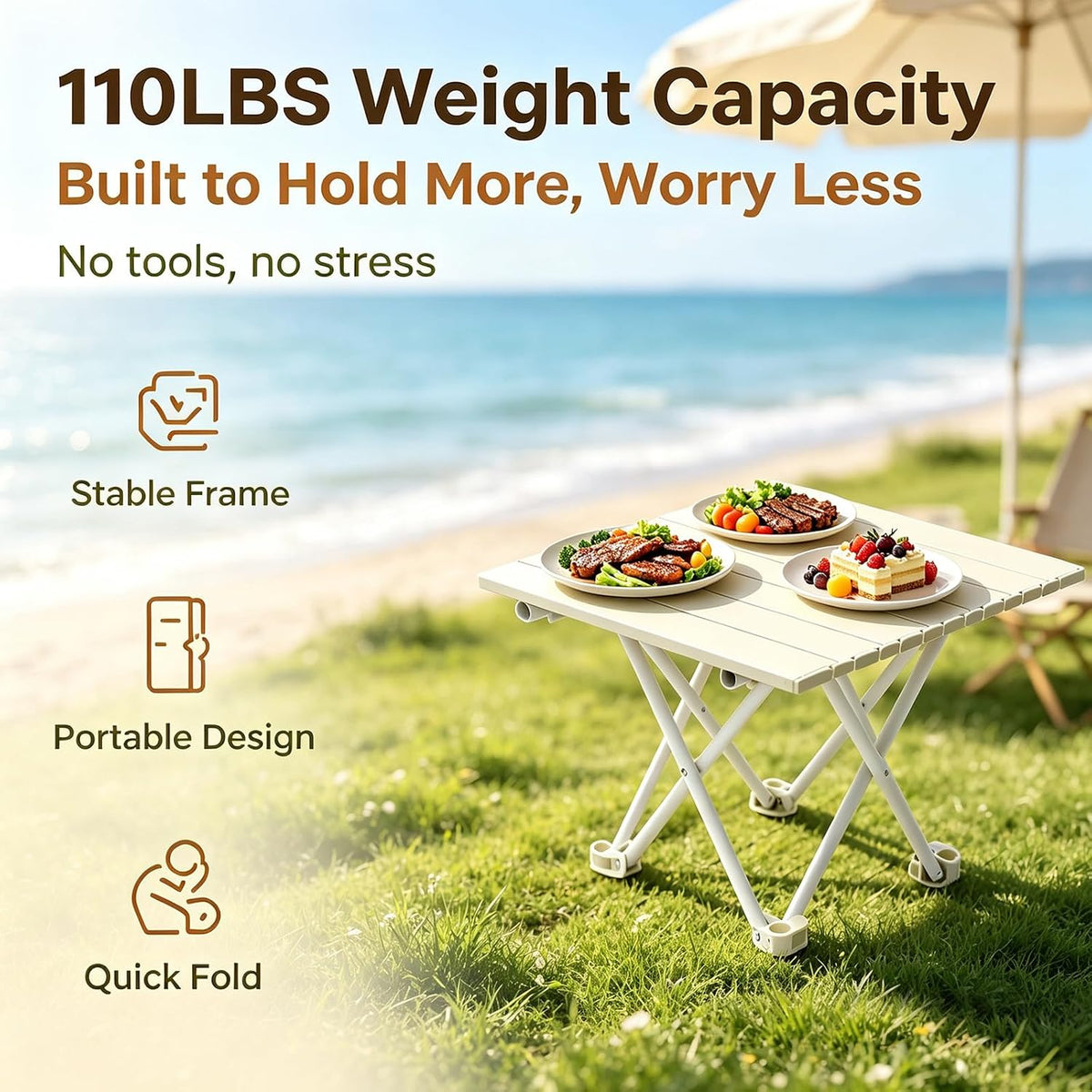 Folding Camping Table, Small Camping Table, Portable Aluminum Camp Table