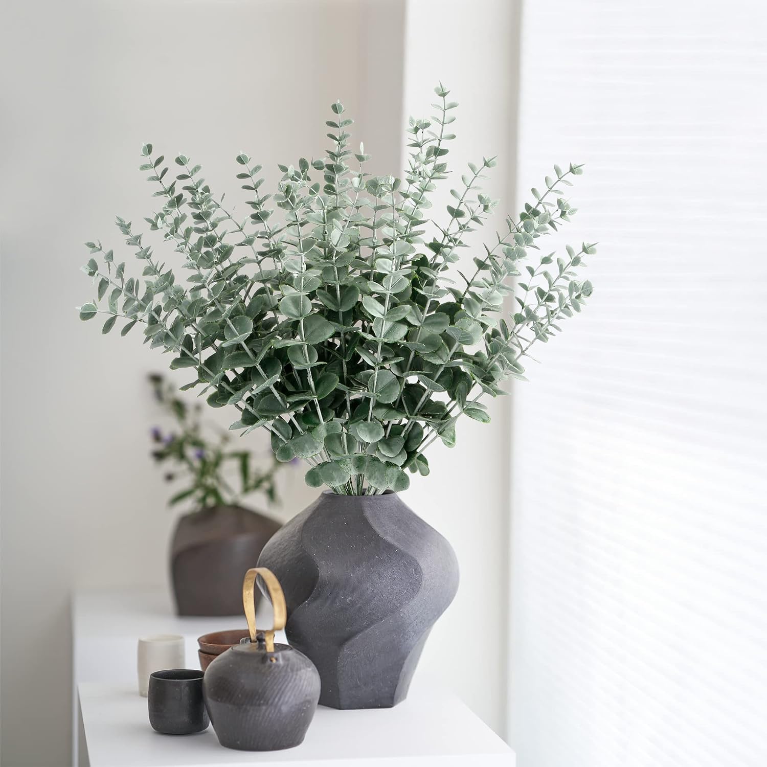 Sggvecsy 36pcs Eucalyptus Stems Decor Artificial Eucalyptus Leaves Faux Eucalyptus Stems Real Touch Fake Greenery Branches for Wedding Flower Bouquet Centerpiece Home Office Decoration