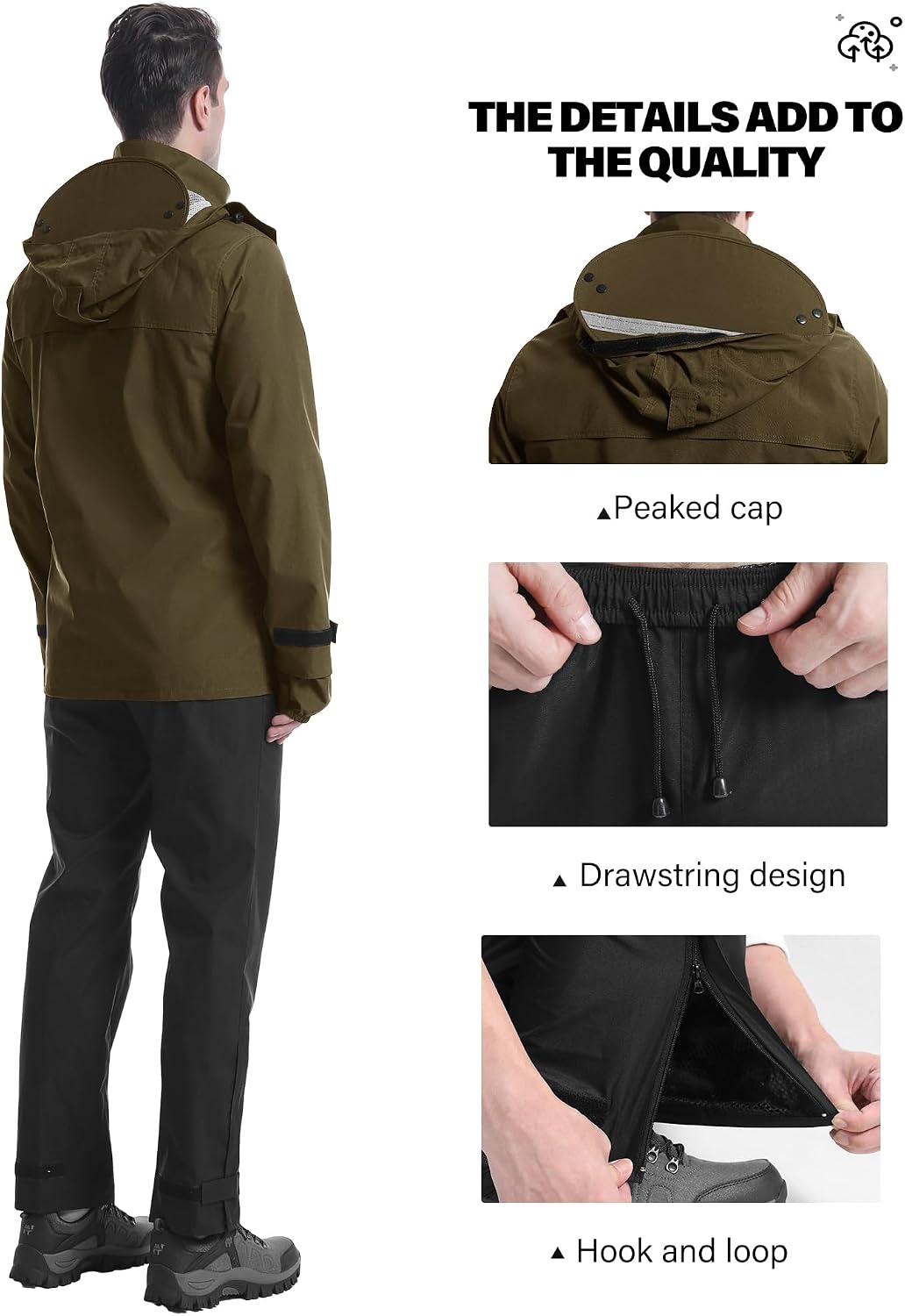 iCreek Rain Suit Waterproof Breathable Lightweight 2-Piece Rain Gear Unisex