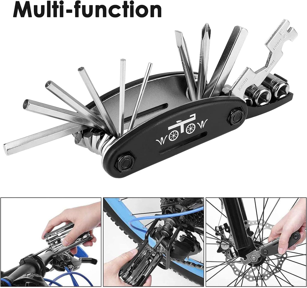 WOTOW Bike Tool Kit, Portable Repair Mountain Bicycle Multitool, 16 in 1