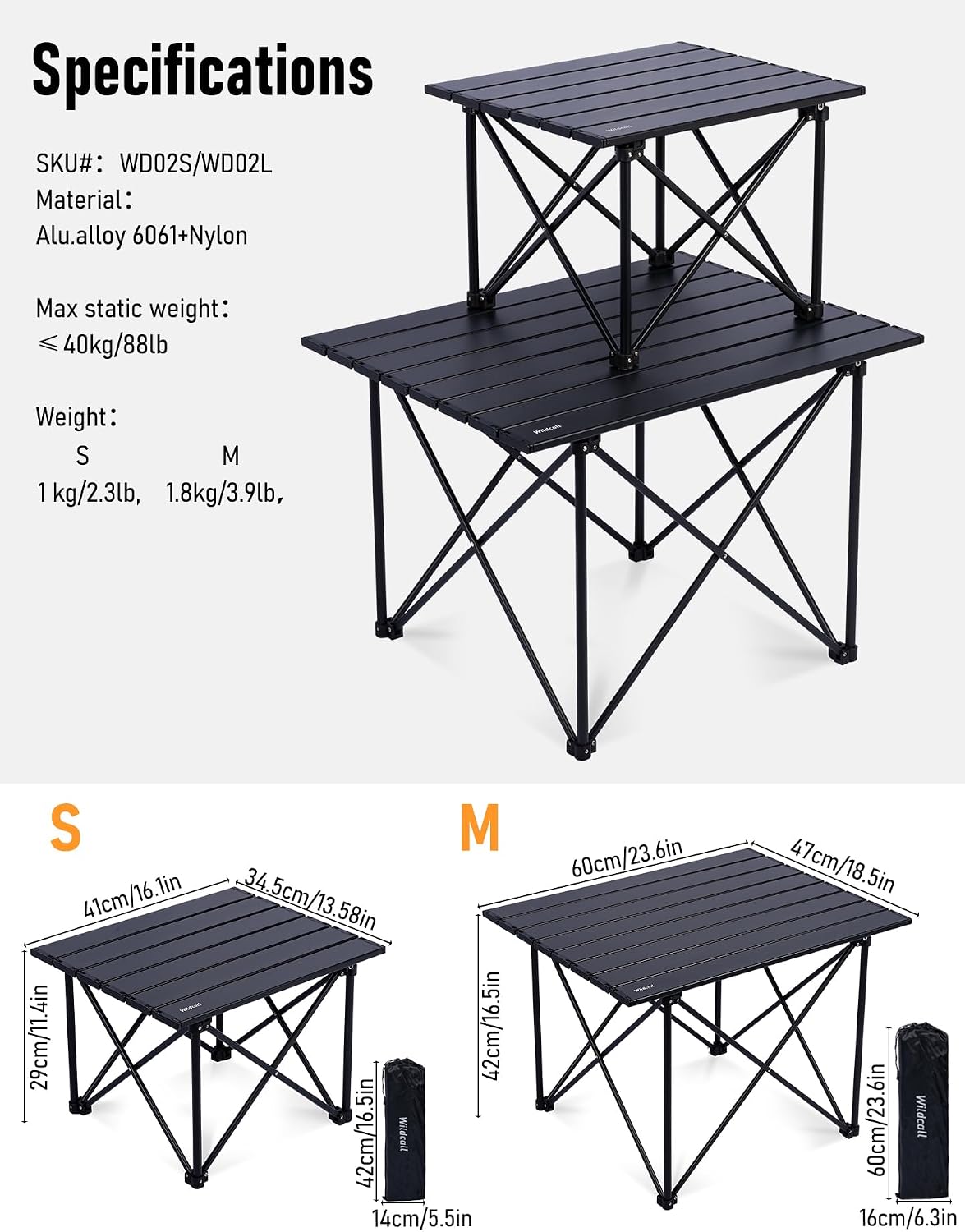 WildCall Ultralight Camping Table, Compact Aluminum Folding Beach Table