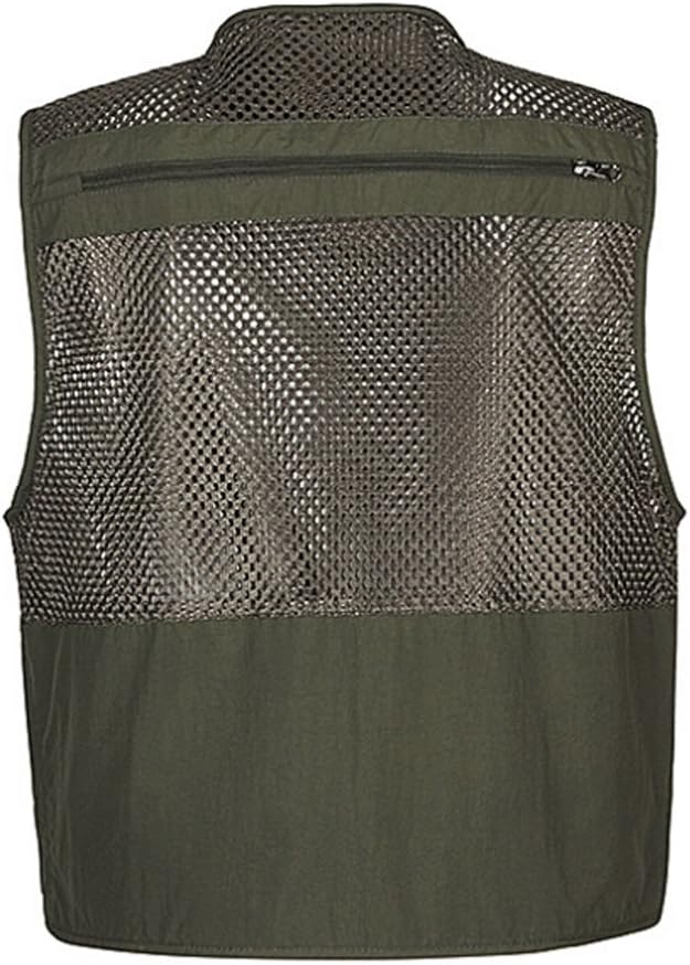 Ziker Men's Mesh Breathable Openwork Camouflage Journalist Photographer Fishing Vest Waistcoat Jacket Coat