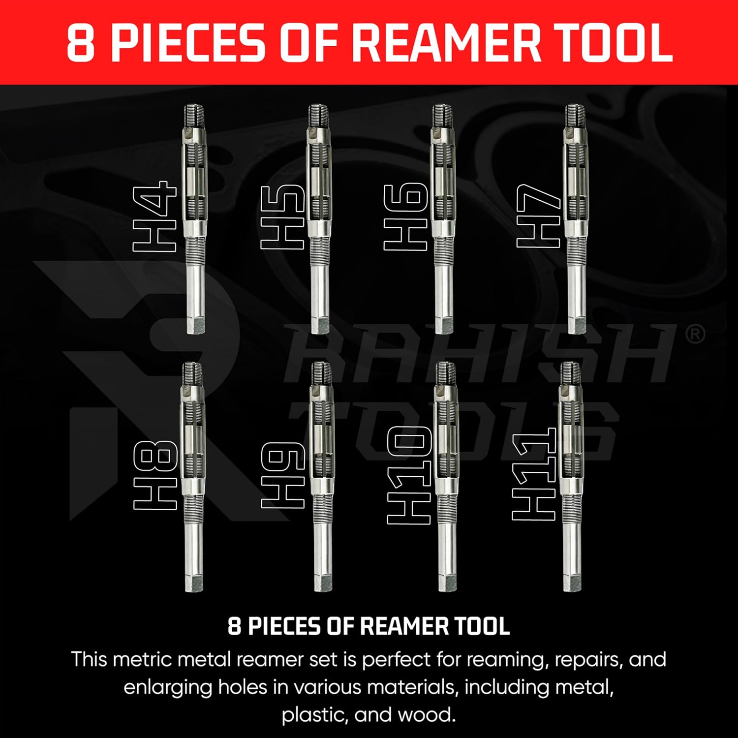 Adjustable Hand Reamer H4-H11 for Metal & Wood Repairs, 15/32" to 1-1/16"