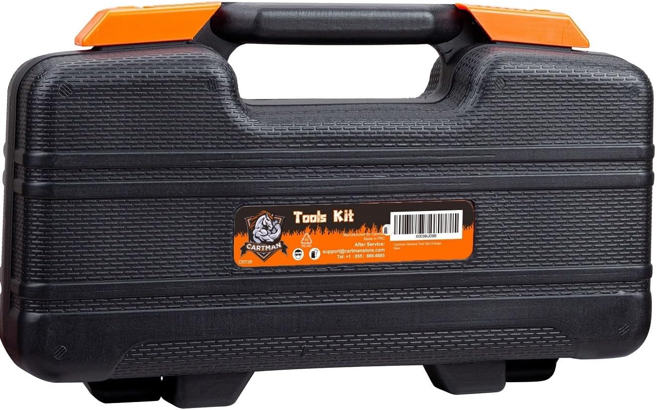 CARTMAN 39-Piece Household Tool Set, Orange Hand Kit With Storage Case