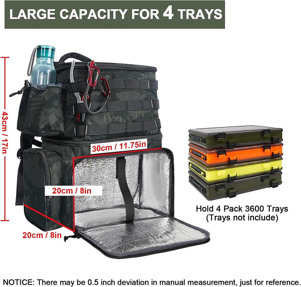 MATEIN Fishing Backpack, Tackle Storage Bag with Rod Holders & Cooler