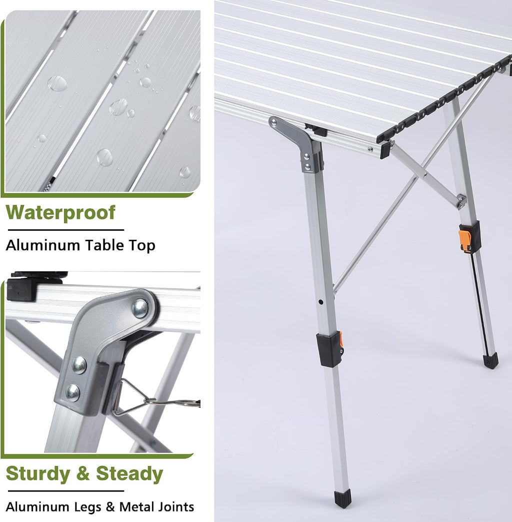 JOUYEK Folding Outdoor Camping Table, Lightweight Aluminum Camp Table White
