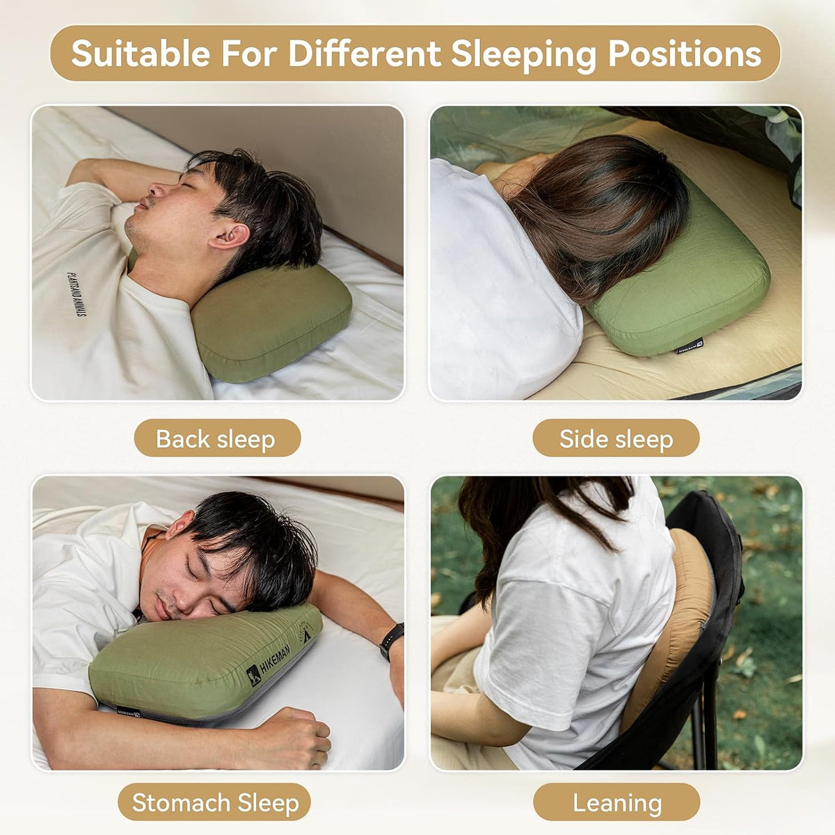 HIKEMAN Camping Memory Foam Pillow - Ultralight Travel Backpacking Ergonomic Pillow with Removable Cover,Neck Lumbar Support for Outdoor Camp,Sport,Hiking,Backpacking Sleep (Purple)