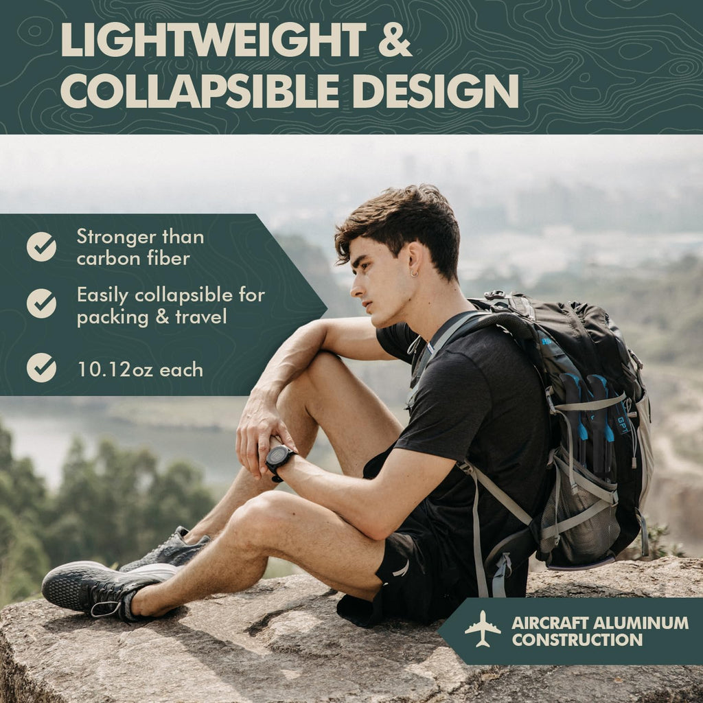 GPTCAMP Aluminum Collapsible Trekking Poles with EVA Grips