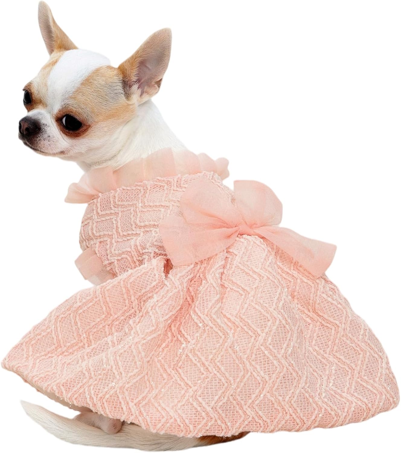 Kuoser Dog Dress, Princess Puppy Tutu with Bow-Knot, Pink Dog Dresses XS