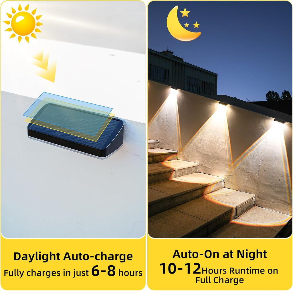 EGOBOO Outdoor Solar Lights for Fence, 12H Runtime, IP65 Waterproof, 6 Pack