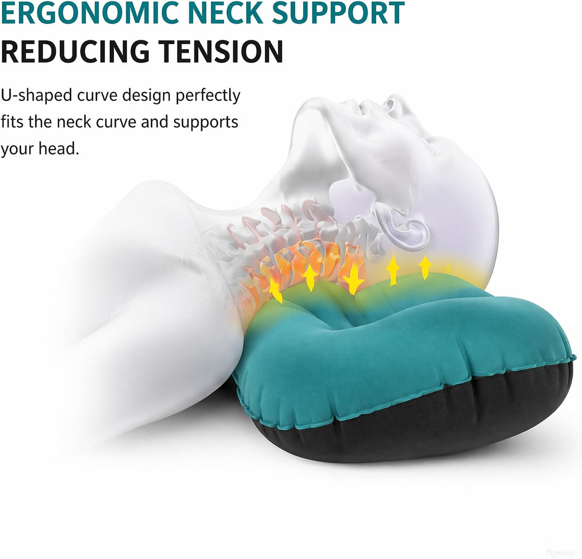 Inflatable Camping Pillow, Ultralight Travel Pillow with Storage Bag for Neck Lumbar Support, Compact Comfortable Inflating Pillow for Camping, Hiking, Backpacking, Outdoor (Dark Gray)
