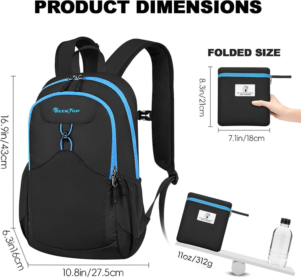 Seektop 15L Foldable Lightweight Hiking Backpack for Men and Women