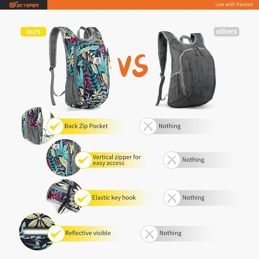 SKYSPER Small Daypack 10L Hiking Backpack Packable Lightweight Travel Day Pack for Women Men