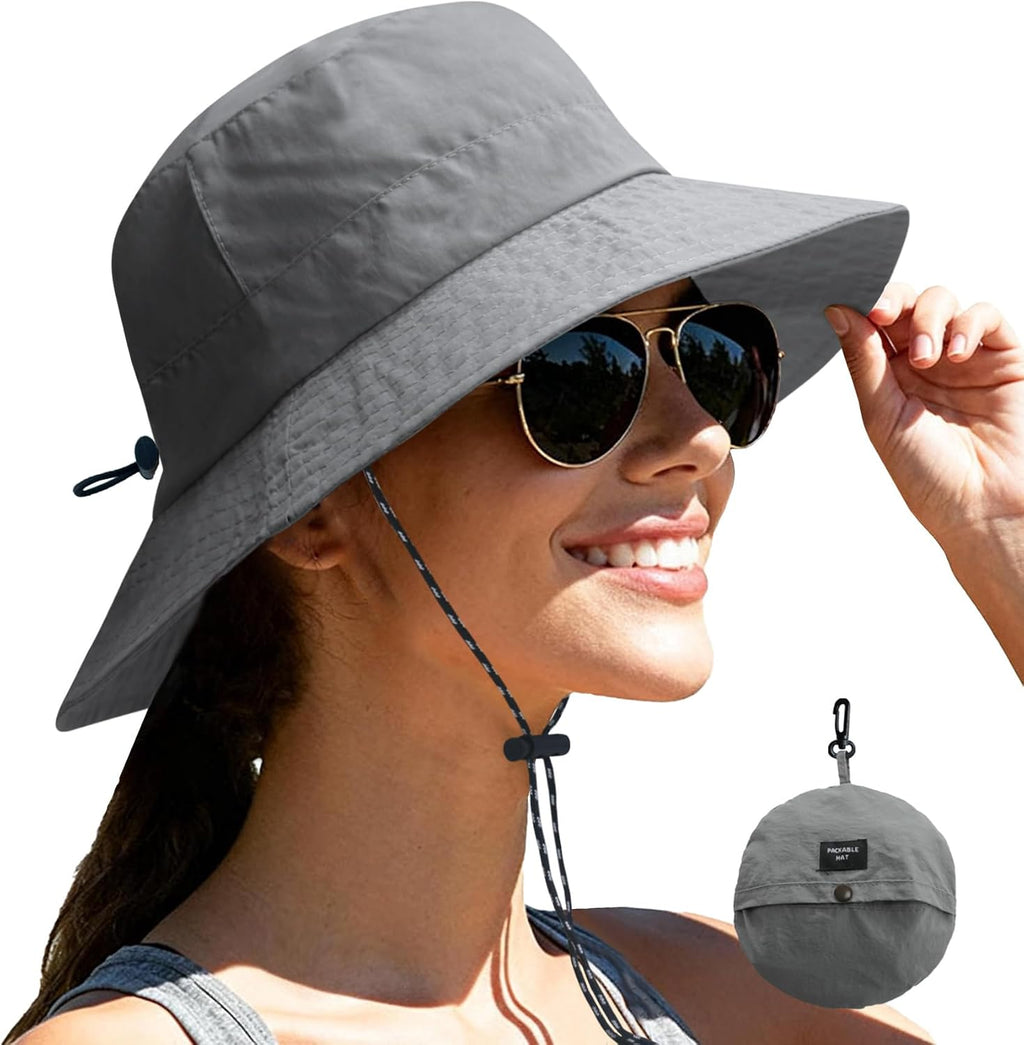NPJY Packable Sun Bucket Hat for Women Outdoor Waterproof Rain Hat