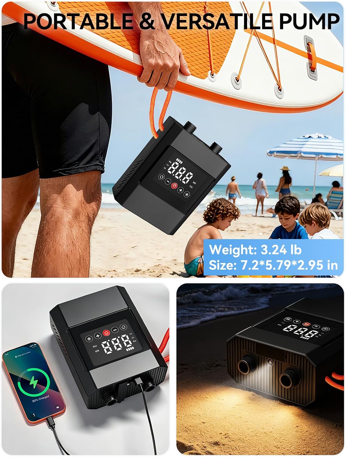 Electric Paddle Board Pump, Rechargeable SUP Air Pump