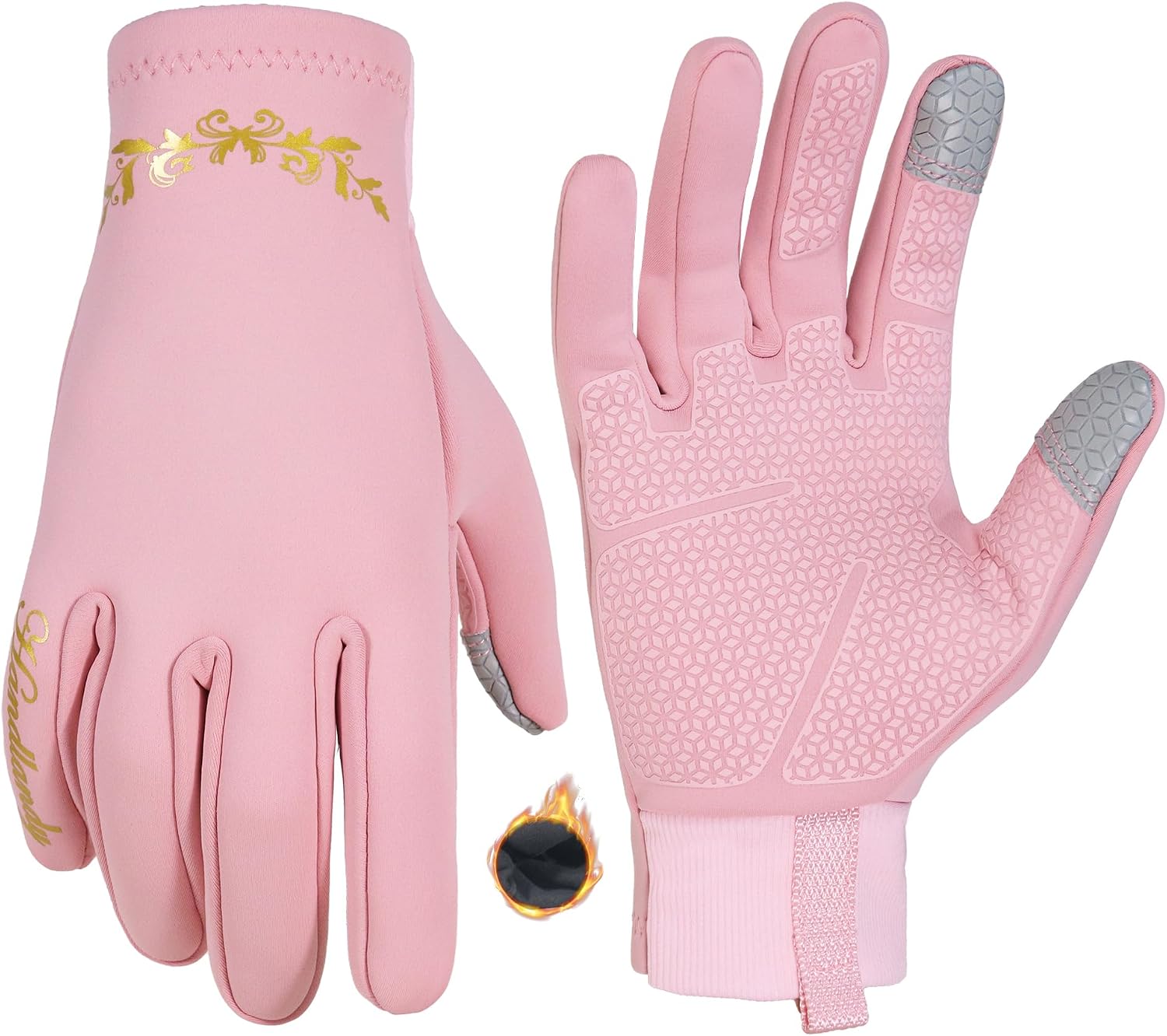 HANDLANDY Lightweight Running Gloves for Women & Men, Touchscreen Gloves with Fleece Lining & Anti-Slip Grip for Cycling, Biking, Commuting & as a Ski Glove Liner