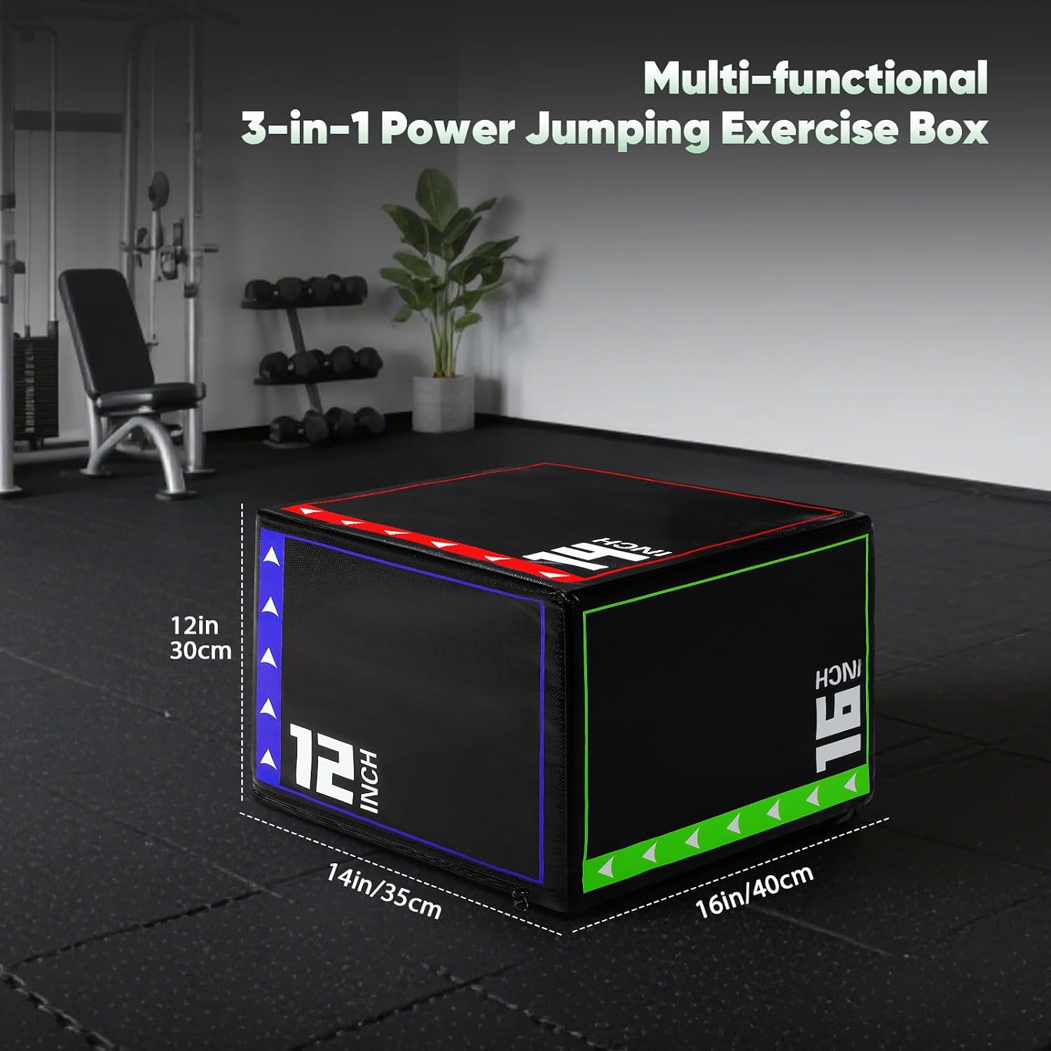 3-in-1 Plyometric Box Set (12/16/20/24/30") - High-Density EPE & Compressed Foam Jump Box for Home Gym, HIIT & CrossFit - Non-Slip Box Jumps, Step-Ups, Squats, Hip Thrusts