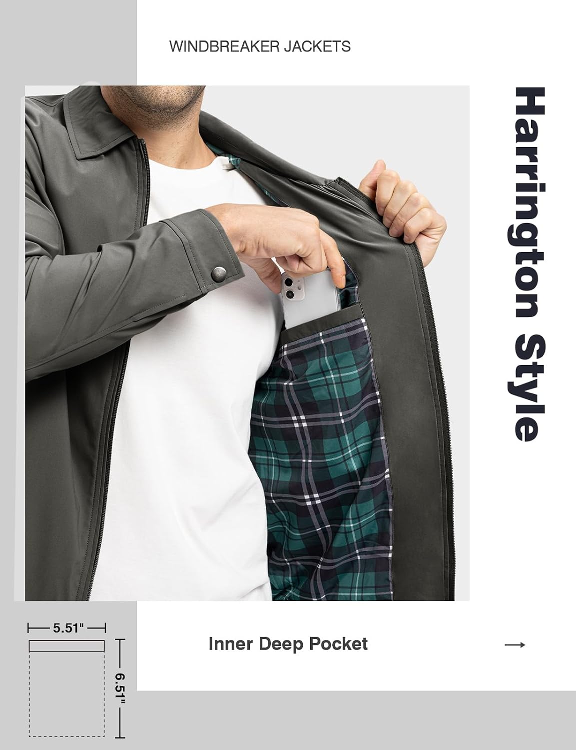 TBMPOY Mens Lightweight Jackets Light Windbreaker Full Zip Casual Work Jacket Golf Business Fall Track Coat with Pockets