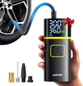 AUXITO Tire Inflator Portable Air Compressor - 150PSI Bike Pump 1Min Fast Inflate with Tire Pressure Gauge, 5200 mAh, LED Light, Car Accessories Air Pump for Auto, Moto, Bike Car Gifts for Men