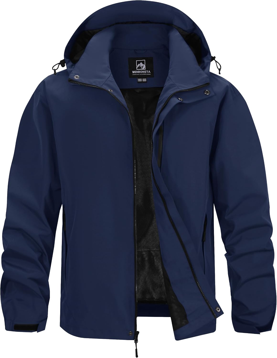 WENRONSTA Men's Lightweight Rain Jacket Waterproof Windbreaker Hooded Raincoat Shell Jacket Outdoor Hiking Fishing Travel