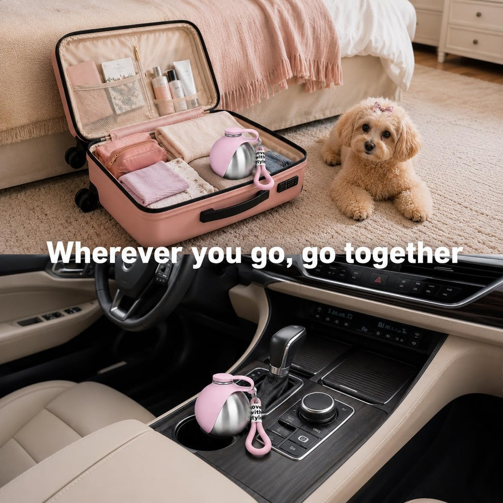 Portable Dog Water Bottle with Collapsible Silicone Bowl & Cleaning Brush