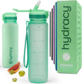 Hydracy Motivational Water Bottle with Time Marker and Straw Lid 32 oz