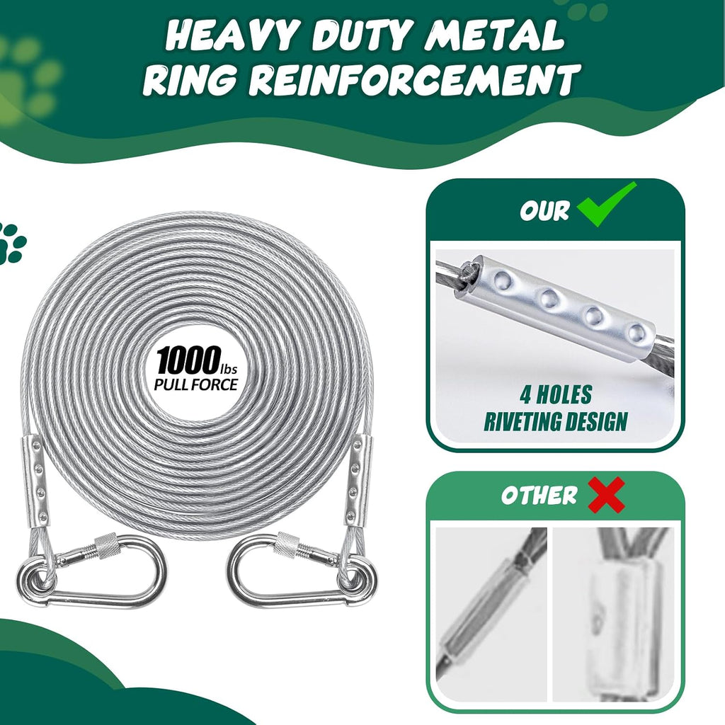 Dog Tie Out Cable and Stake,Dog Stakes for Outside with 30FT Steel Leash
