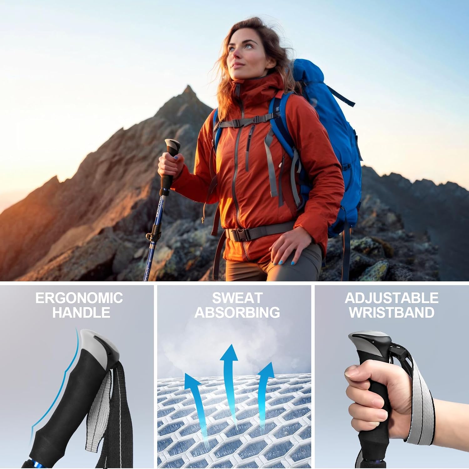 Covacure Hiking Poles Collapsible Lightweight-Aluminum 7075 Trekking Poles