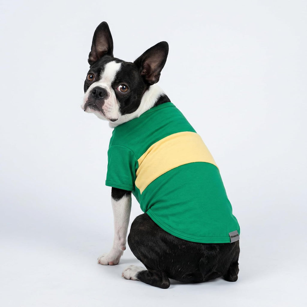 Fitwarm 3 Pack Color Block Striped Dog Shirt, Summer Dog Clothes for Small Dogs, Breathable Lightweight Dog Tshirt, Pet Outfit, Navy Blue, Sea Green, Brown, Small