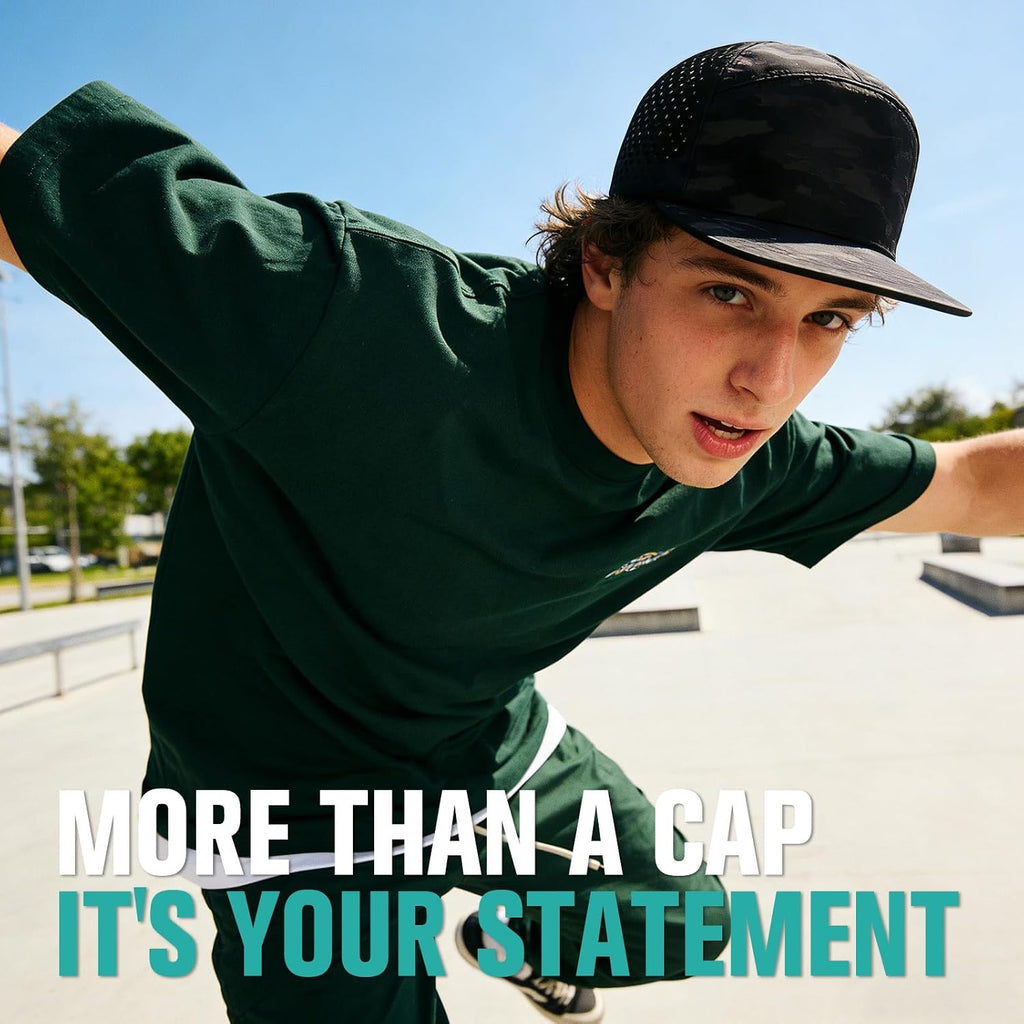 AOPREL Flat Brim Baseball Cap for Men Adjustable Water-Resistant Performance Hat with Breathable Laser Perforated