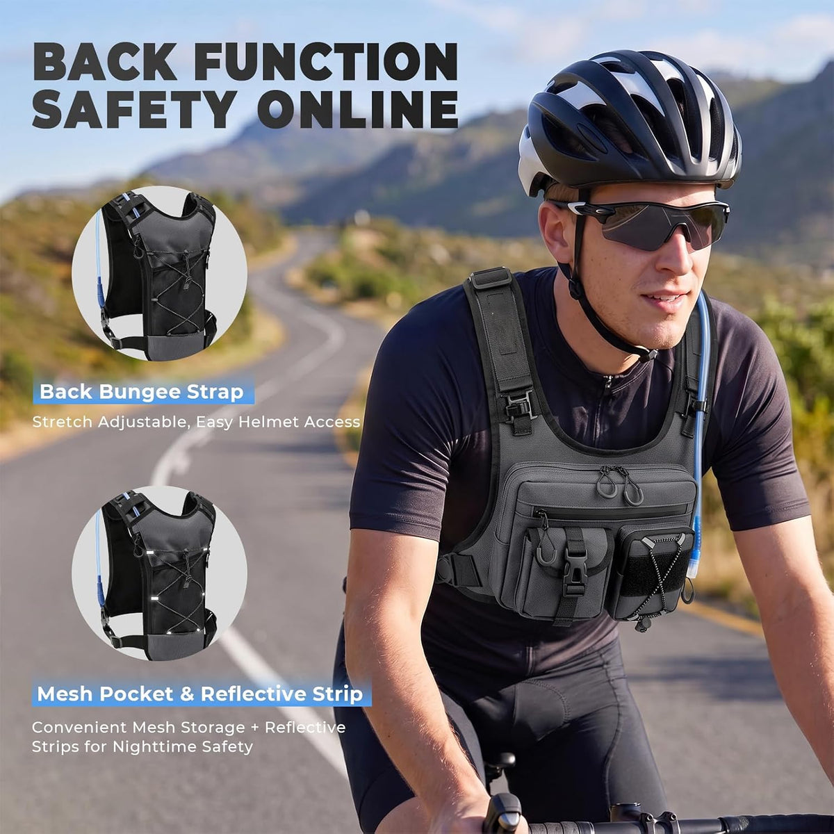 Criuage USA Patent Running Hydration Vest Backpack, Lightweight Chest Pack with 2.0L Water Bladder Bag Daypack for Hiking Running Cycling Race Marathon for Women Men