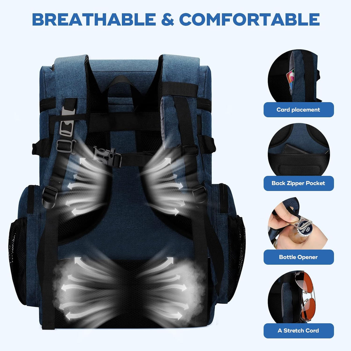 Maelstrom Cooler Backpack,50 Can Insulated Soft Backpack Cooler,Portable Lightweight Leakproof Cooler Bag,Large Capacity Beach Cooler,Waterproof Lunch Backpack for Men Women